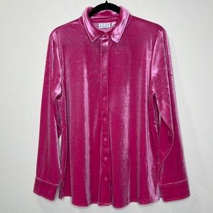Joan Rivers Beautiful Raspberry Pink Velvet Boyfriend Tunic